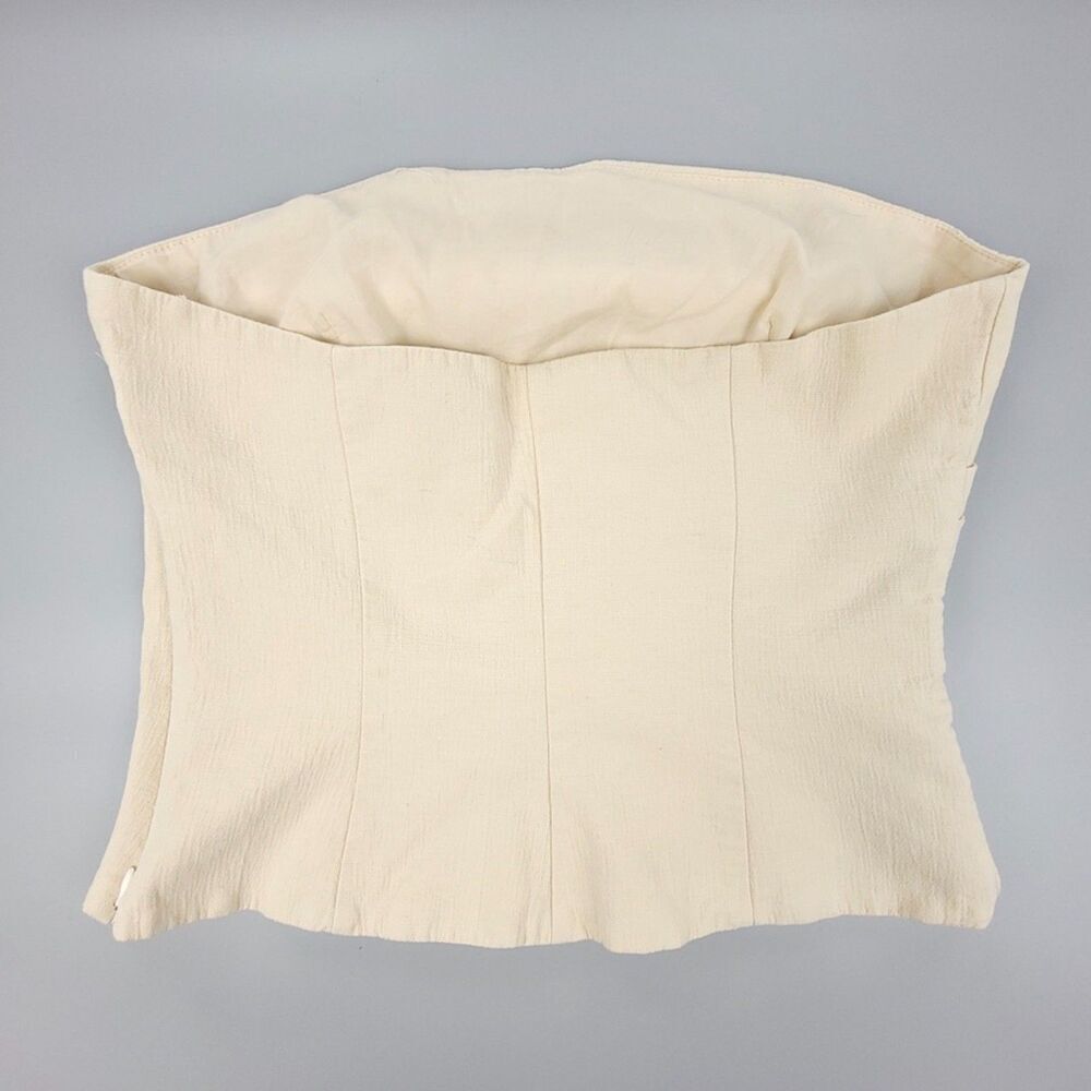 ZARA 90s Strapless Ruched Corset Crop Top Ecru Large Clean Girl Quiet Luxury Y2k - Picture 5 of 7